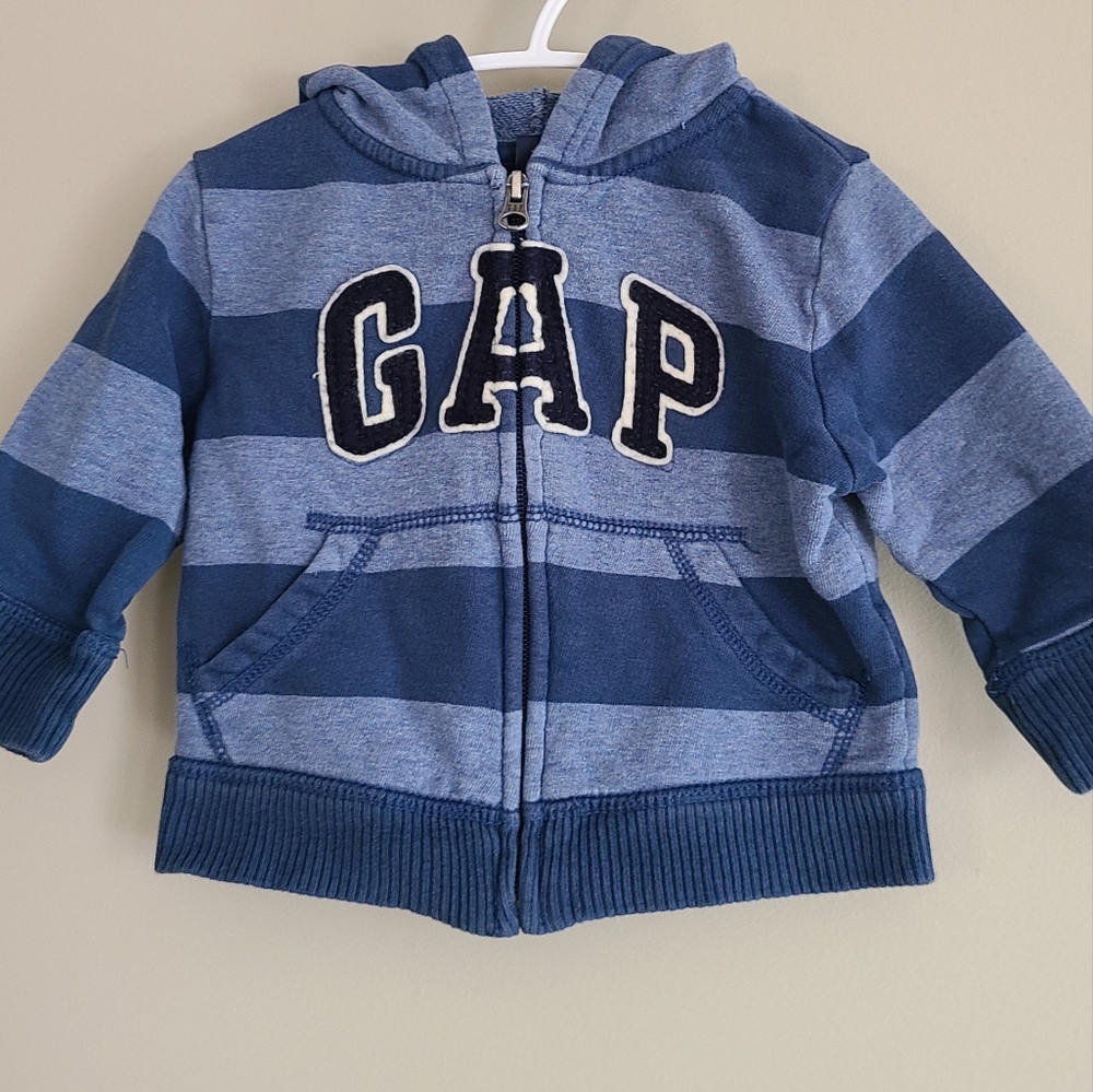baby Gap blue striped zip up hoodie